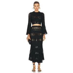 CHARO RUIZ IBIZA Shir Lace Long Skirt in Black Size S